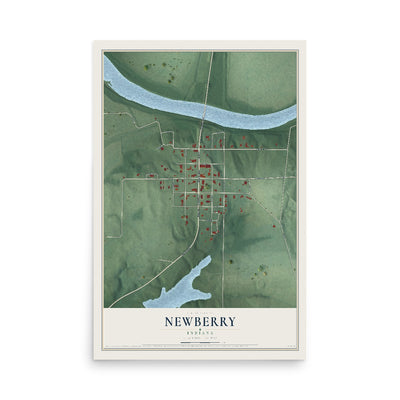 Map of Newberry, Indiana, 12 x 18 inch unframed archival matte print