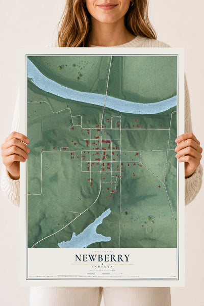 Map of Newberry, Indiana, 18 x 24 inch unframed archival matte print