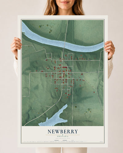 Map of Newberry, Indiana, 24 x 36 inch unframed archival matte print