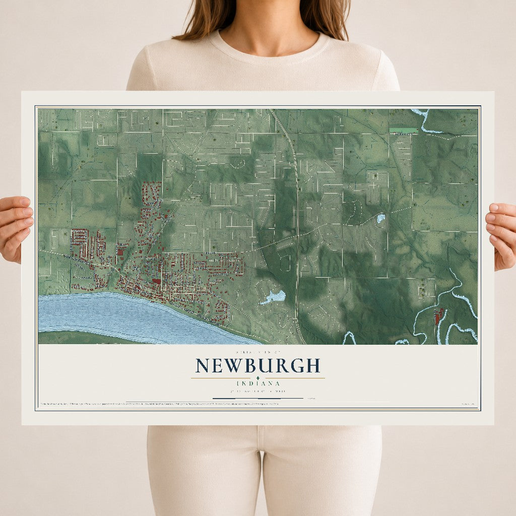 Map of Newburgh, Indiana, 18 x 24 inch unframed archival matte print
