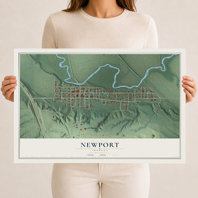 Map of Newport, Indiana, 12 x 18 inch unframed archival matte print