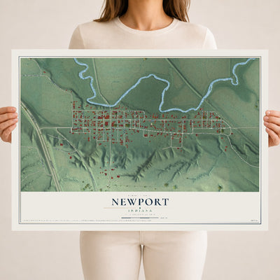 Map of Newport, Indiana, 18 x 24 inch unframed archival matte print