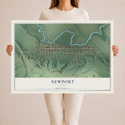 Map of Newport, Indiana, 24 x 36 inch unframed archival matte print