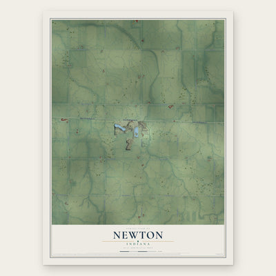 Newton, Indiana map print, the full design