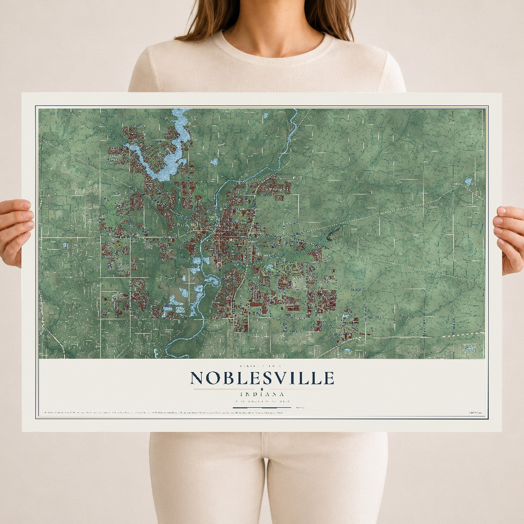 Map of Noblesville, Indiana, 18 x 24 inch unframed archival matte print