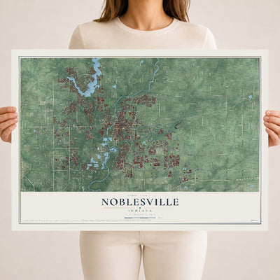Map of Noblesville, Indiana, 18 x 24 inch unframed archival matte print