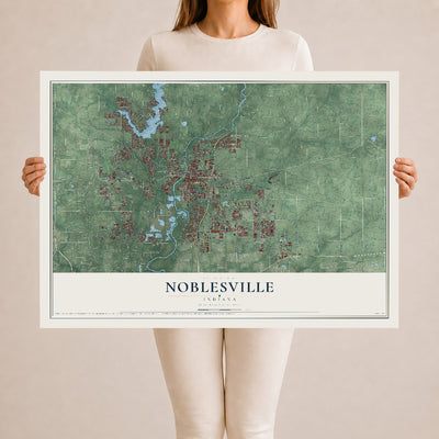 Map of Noblesville, Indiana, 24 x 36 inch unframed archival matte print