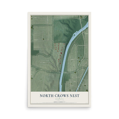 Map of North Crows Nest, Indiana, 12 x 18 inch unframed archival matte print