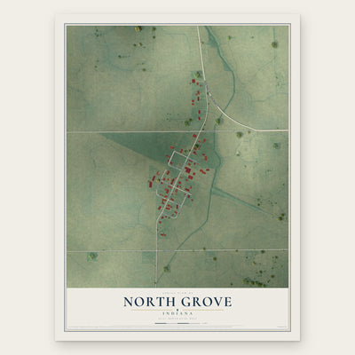 North Grove, Indiana map print, the full design
