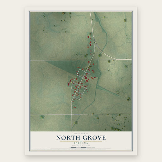North Grove, Indiana map print, the full design