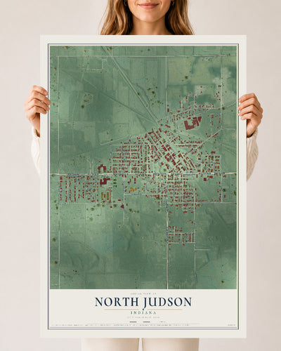 Map of North Judson, Indiana, 24 x 36 inch unframed archival matte print