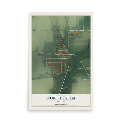 Map of North Salem, Indiana, 12 x 18 inch unframed archival matte print