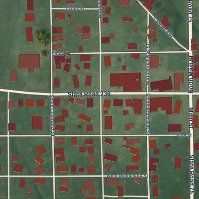 Close-up of the map of North Salem, Indiana print showing street and building detail