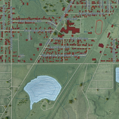Close-up of the map of North Terre Haute, Indiana print showing street and building detail
