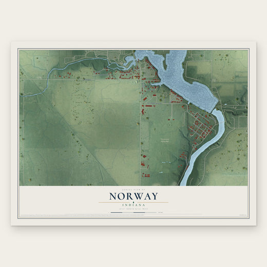 Norway, Indiana map print, the full design
