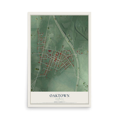 Map of Oaktown, Indiana, 12 x 18 inch unframed archival matte print