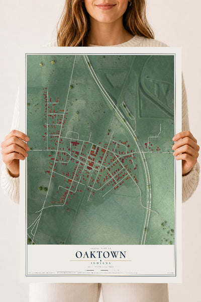 Map of Oaktown, Indiana, 18 x 24 inch unframed archival matte print