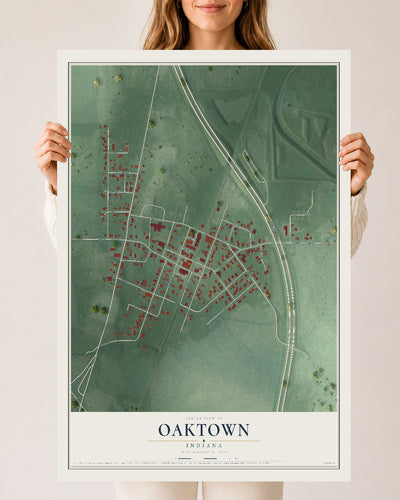 Map of Oaktown, Indiana, 24 x 36 inch unframed archival matte print