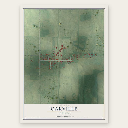 Oakville, Indiana map print, the full design