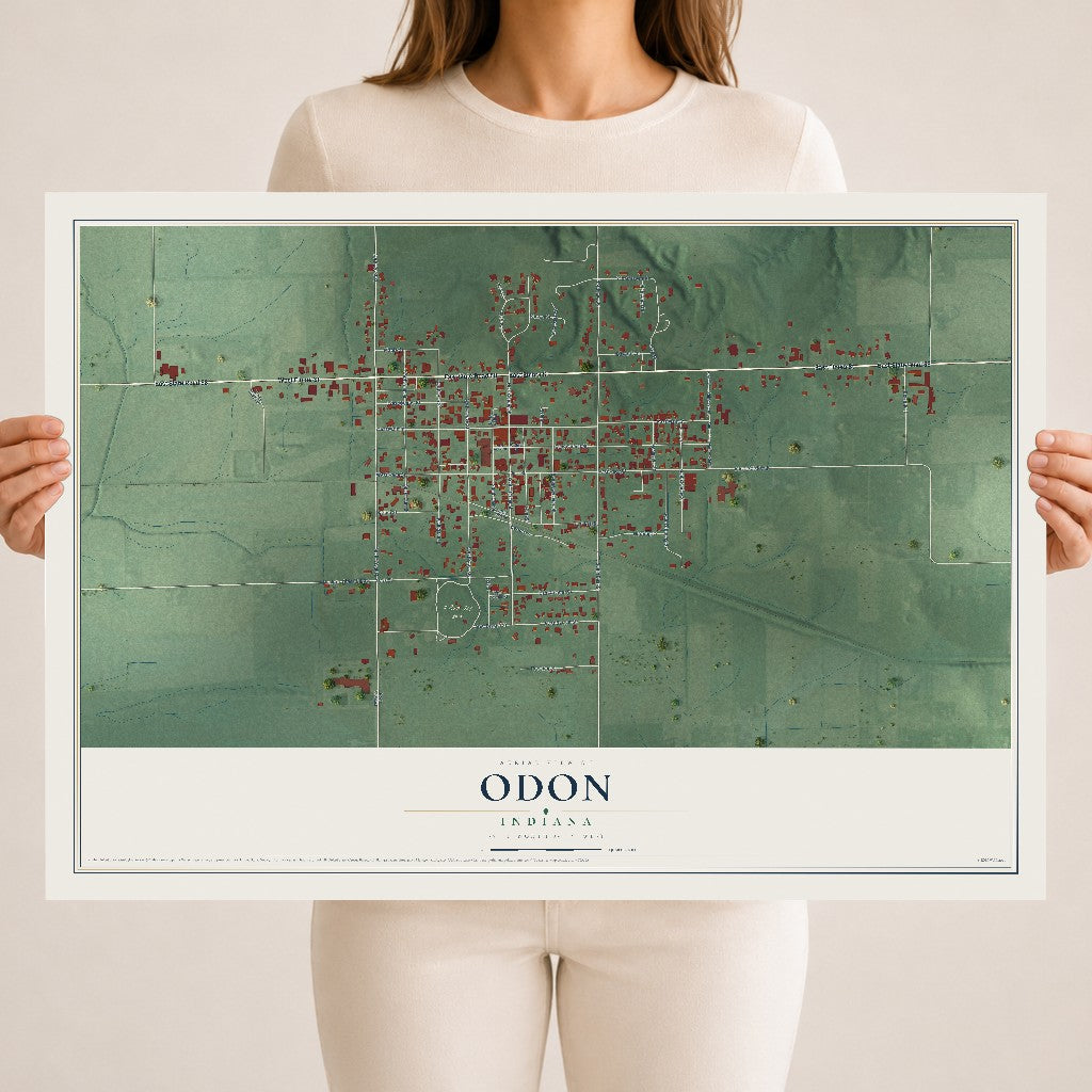 Map of Odon, Indiana, 18 x 24 inch unframed archival matte print