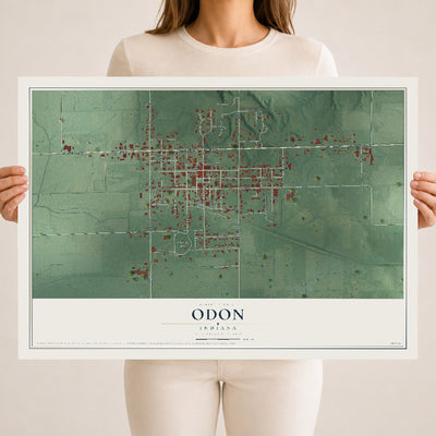 Map of Odon, Indiana, 18 x 24 inch unframed archival matte print