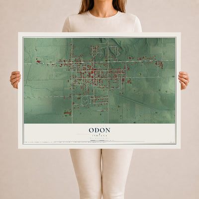 Map of Odon, Indiana, 24 x 36 inch unframed archival matte print