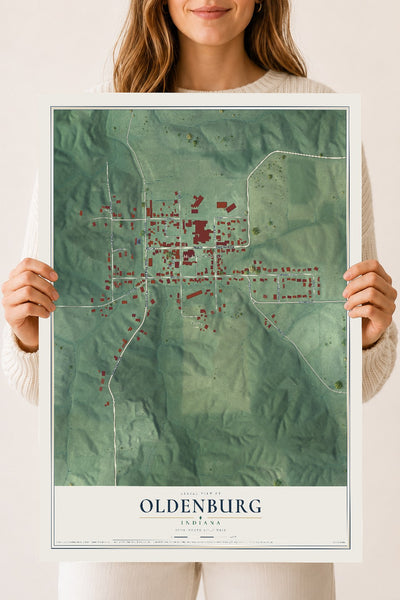Map of Oldenburg, Indiana, 18 x 24 inch unframed archival matte print