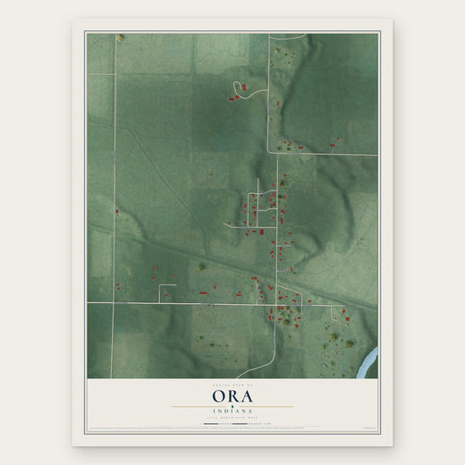 Ora, Indiana map print, the full design