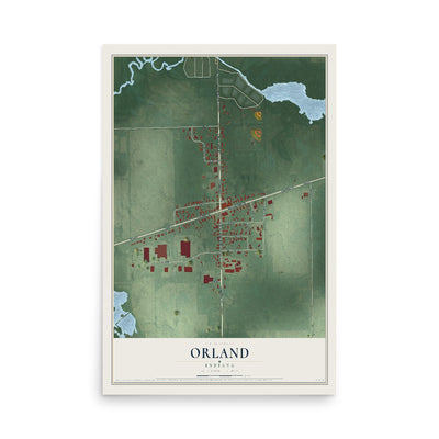 Map of Orland, Indiana, 12 x 18 inch unframed archival matte print