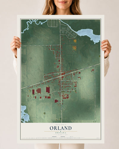 Map of Orland, Indiana, 24 x 36 inch unframed archival matte print