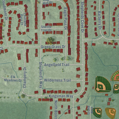 Close-up of the map of Osceola, Indiana print showing street and building detail