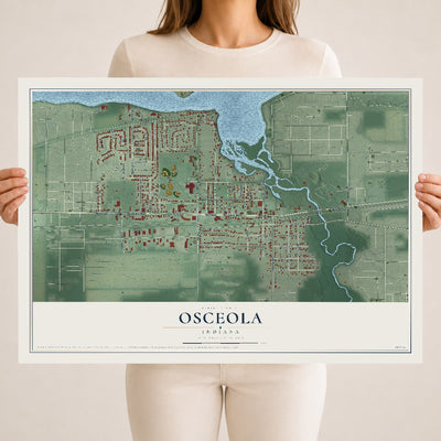 Map of Osceola, Indiana, 18 x 24 inch unframed archival matte print