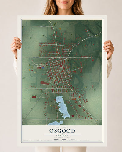 Map of Osgood, Indiana, 24 x 36 inch unframed archival matte print