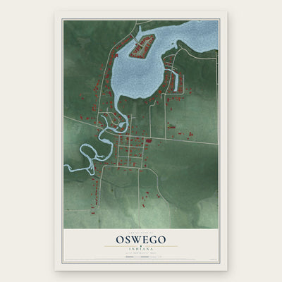 Oswego, Indiana map print, the full design