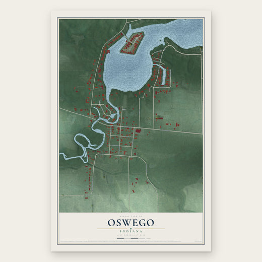 Oswego, Indiana map print, the full design