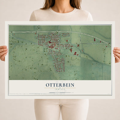 Map of Otterbein, Indiana, 18 x 24 inch unframed archival matte print