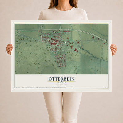 Map of Otterbein, Indiana, 24 x 36 inch unframed archival matte print