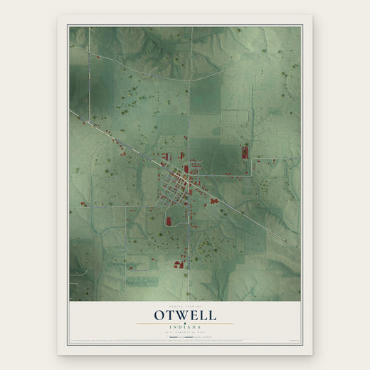 Otwell, Indiana map print, the full design