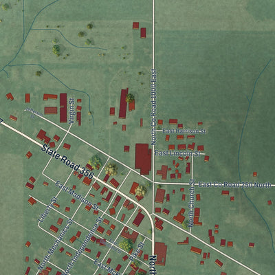Close-up of the map of Otwell, Indiana print showing street and building detail