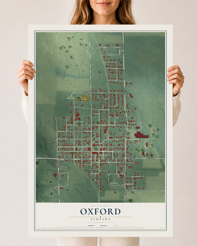 Map of Oxford, Indiana, 24 x 36 inch unframed archival matte print