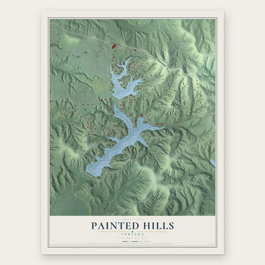 Painted Hills, Indiana map print, the full design
