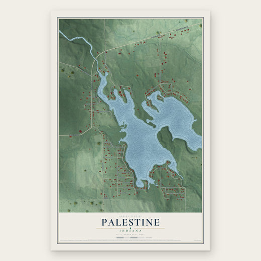 Palestine, Indiana map print, the full design