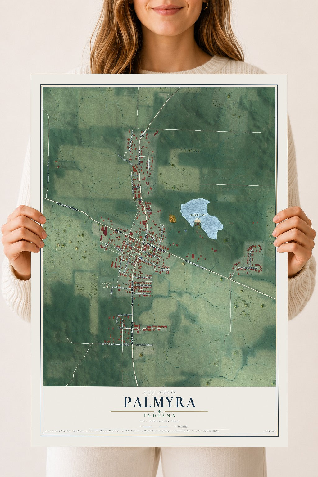 Map of Palmyra, Indiana, 18 x 24 inch unframed archival matte print