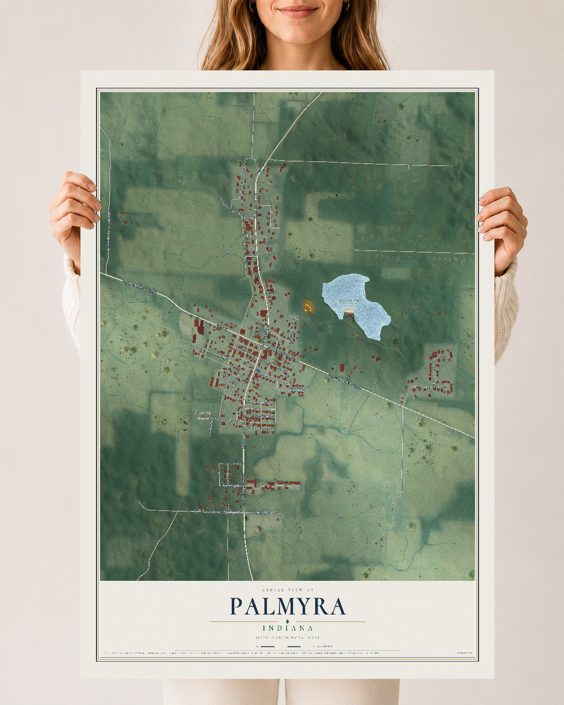Map of Palmyra, Indiana, 24 x 36 inch unframed archival matte print