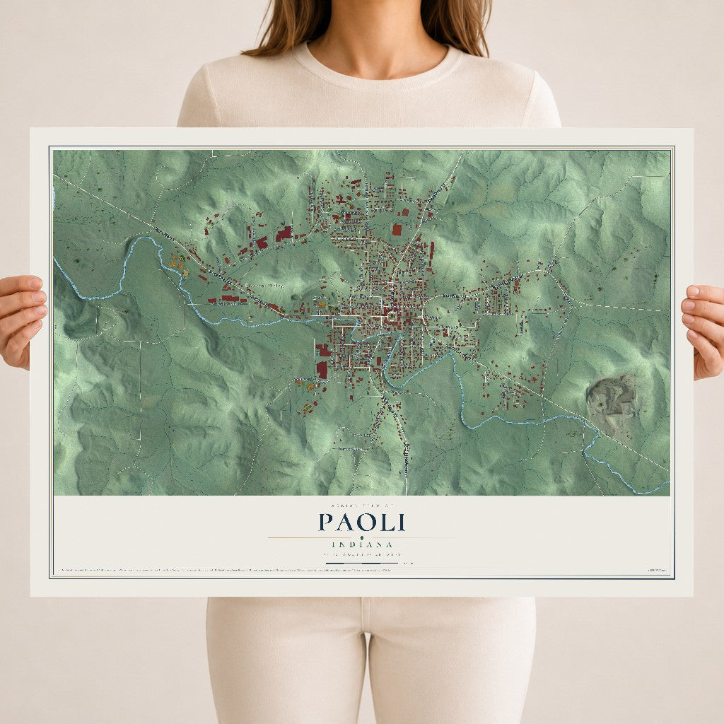 Map of Paoli, Indiana, 18 x 24 inch unframed archival matte print