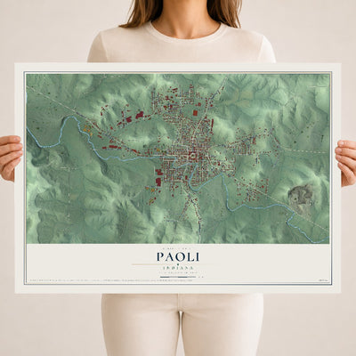 Map of Paoli, Indiana, 18 x 24 inch unframed archival matte print