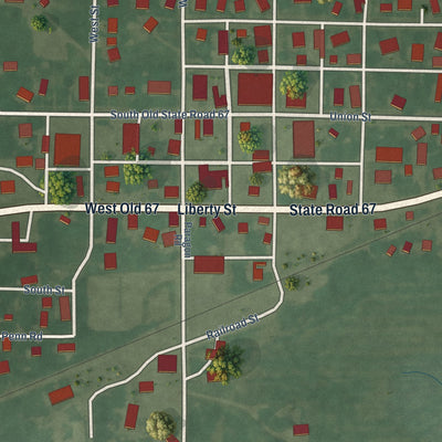 Close-up of the map of Paragon, Indiana print showing street and building detail