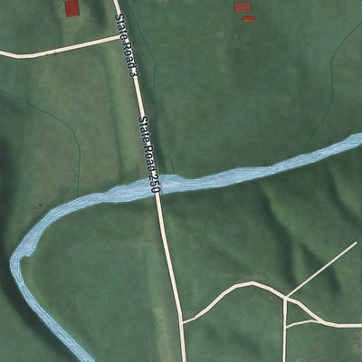 Close-up of the map of Paris Crossing, Indiana print showing street and building detail