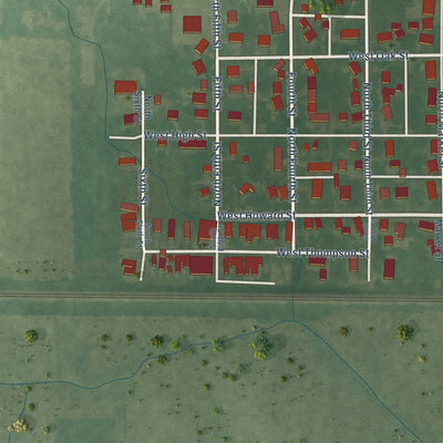 Second close-up of the map of Parker City, Indiana print showing more streets and buildings