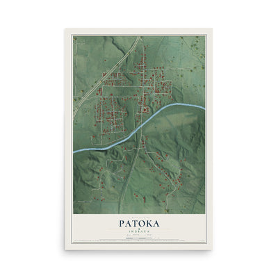 Map of Patoka, Indiana, 12 x 18 inch unframed archival matte print